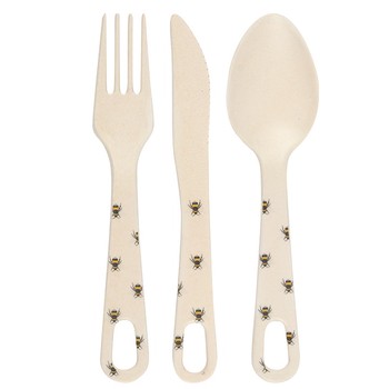 BEE PRINT BAMBOO CUTLERY