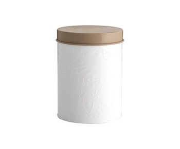 WHITE EMBOSSED SUGAR CANISTER - IN THE FOREST