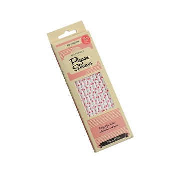 WHITE WITH RED POLKA DOT PAPER STRAWS - PACK OF 30