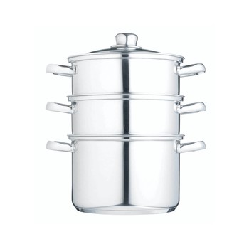 STEAMER SET 20CM 3 TIER STAINLESS STEEL