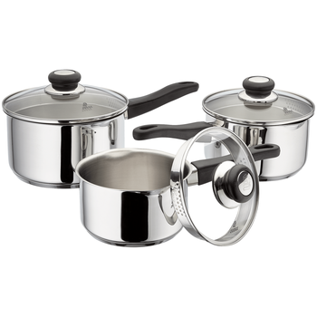 JUDGE VISTA STAINLESS STEEL DRAINING SAUCEPANS - 3 PIECE SET