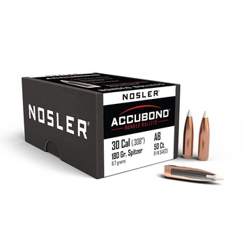 Nosler Accubond Spitzer .30 Cal .308" 180gr Projectiles x50