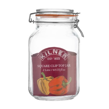 2 LITRE CLIP TOP SQUARE KILNER JAR