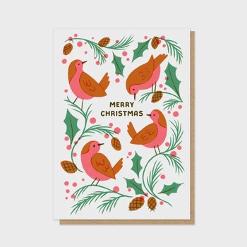 Stormy Knight - Robins letterpress card - P&P075