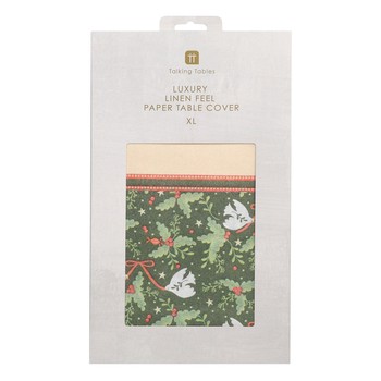 FOLKLORE CHRISTMAS GREEN PAPER TABLE COVER