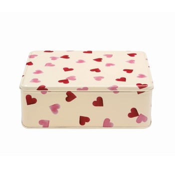 EMMA BRIDGEWATER -PINK HEARTS DEEP RECTANGULAR TIN