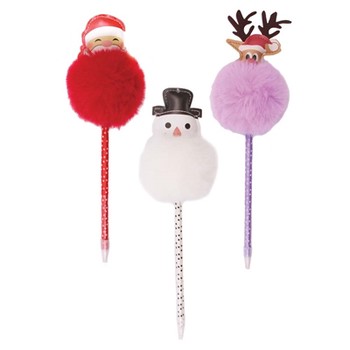 Festive Wonderland XMAS Novelty Fluffy Character Pen (D)
