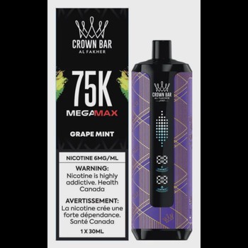 Al Fakher Crown Bar Mega Max 75K Al Fakher Crown Bar Mega Max 75K - Grape Mint