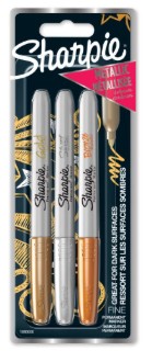Sharpie - Permanent Metallic Markers Fine Point Pack of 3 - 1986006