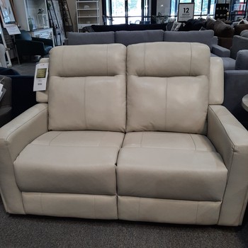Rhodes Leather Manual Reclining Loveseat Ivory