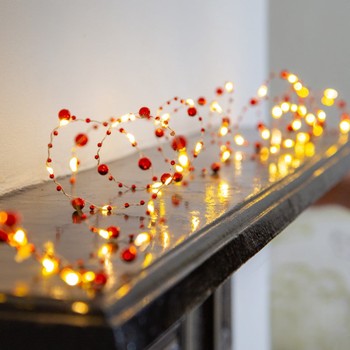 BOTANICAL RED BERRY BEAD STRING LIGHTS - 3 METER LENGTH