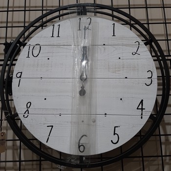 24" Black Wood Metal Round Clock