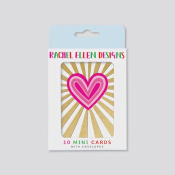 Rachel Ellen -Pack of 10 Notecards - Neon heart/blank-FNOPK14