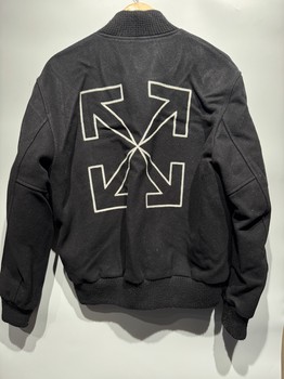OFF-WHITE Wool Black Bomber Varsity Jacket - view 2