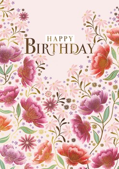 GBCC - Peonies and Daisies on Pink Ground - OPGH0007