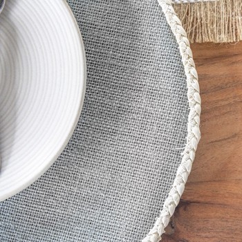 GREY ROUND JUTE PLACEMATS - PACK OF 4