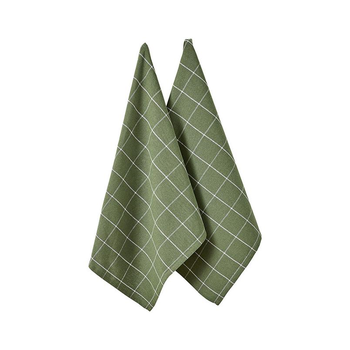 ECO CHECK GREEN TEA TOWELS - SET OF TWO