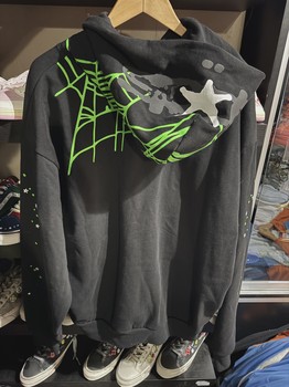 Sp5der Black Green Web Hoodie • Brand New [1140] - view 2