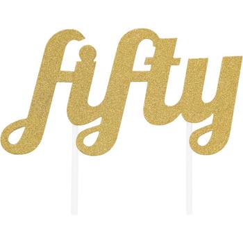 GOLD 'FIFTY' CAKE TOPPER