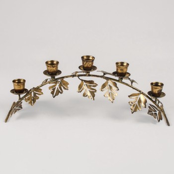 ARCHED METAL CANDLE HOLDER WITH OAK LEAVES