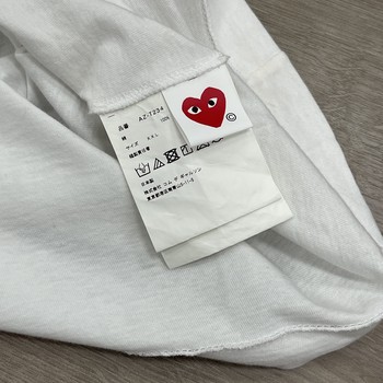 Comme des Garcons PLAY Play Navy Polka Dot Full Heart T-shirt White - view 6