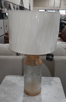 Mango Wood and Glass Lamp