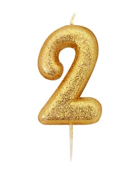 GOLD GLITTER AGE 2 CANDLE