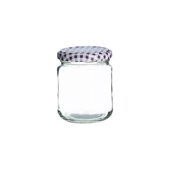 TWIST LID GLASS JAR 228ML - RED/WHITE