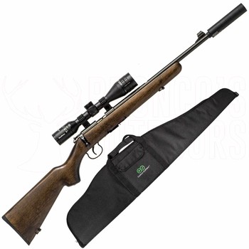 Outdoor Arms JW-15 .22LR Wood 16" Pro Package: Panamax 3-9x40 AO + DPT 5 baffle suppressor