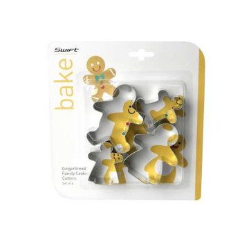 GINGERBREAD FAMILY COOKIE CUTTERS - SET OF 4