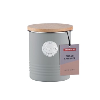 GREY SUGAR CANISTER WITH BAMBOO LID