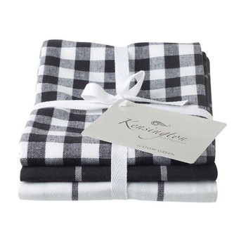 KENSINGTON BLACK CHECK TEA TOWEL - SET OF 3
