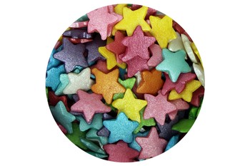 EDIBLE SUGAR LARGE RAINBOW STARS - 60 GRAM TUB