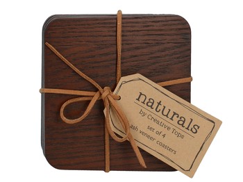 DARK ASH VENEER SQUARE COASTERS - SET OF 4