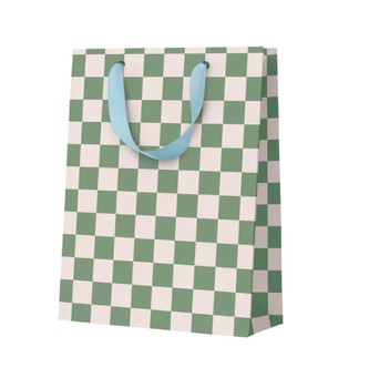 Ohh Deer - Khaki Checkerboard Medium Gift Bag - 12129