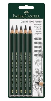West Design - Castell 9000 Jumbo Pencil Assorted Blister of 5 (HB 2B 4B 6B 8B) - FC119397