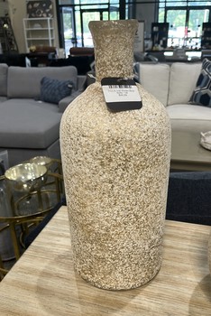Ivory and Gold Marble Glass Bottle /Tall