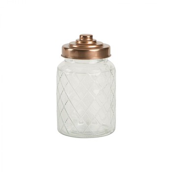 LATTICE GLASS JAR WITH COPPER FINISH LID - 950ML