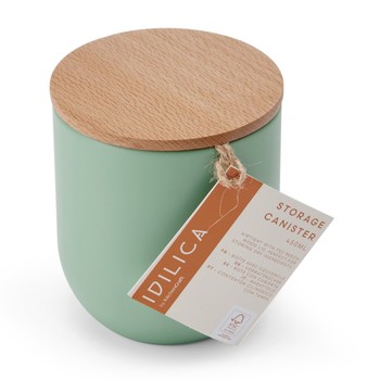 IDILICA SMALL CANISTER WITH BEECH LID - GREEN