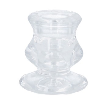 CLEAR SHORT GLASS CANDLE HOLDER