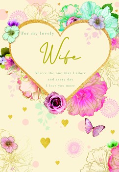 Paper Rose - Wife Floral Heart Card - FBR102