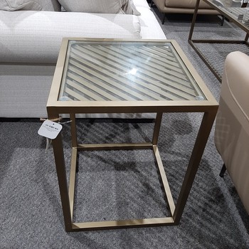 Christian square iron and glass end table by Crestview