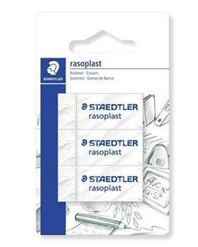 Staedtler rasoplast eraser blistercard of 3 - 526B3 BK3D