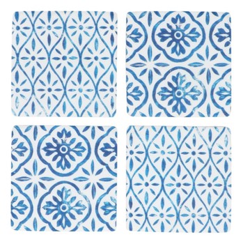 INDIGO TILE TRELLIS RESIN COASTER