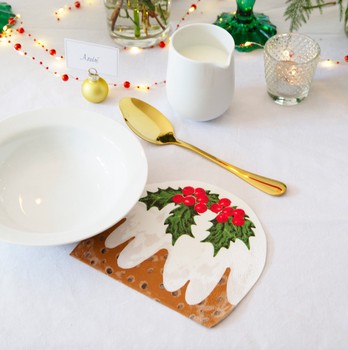 CHRISTMAS PUDDING SHAPED NAPKINS - PACK OF 20