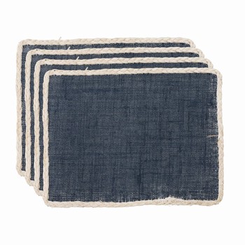 BLUE RECTANGULAR JUTE PLACEMATS - SET OF 4