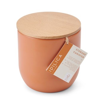 IDILICA  MEDIUM CANISTER WITH BEECH LID- TERRACOTTA