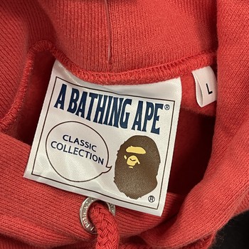 BAPE Ape Graphic Relaxed Fit Pullover Hoodie Red size Large Pre-Owned - view 3