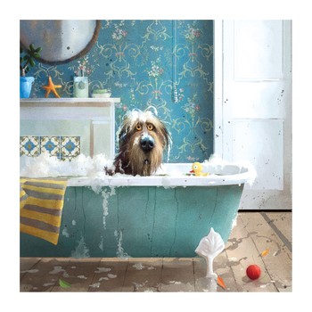 The Art File - Dog In Bath Card