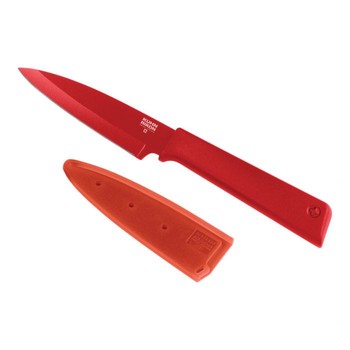 COLORI+ 9CM PLAIN EDGE PARING KNIFE - RED